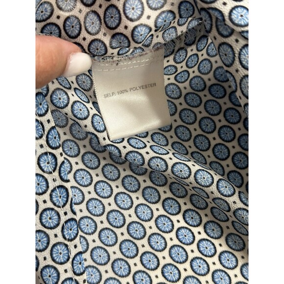 Rose & Olive Sleeveless Geometric VNeck Blue Dots Sheer Work Pullover Top Size M - Picture 7 of 8